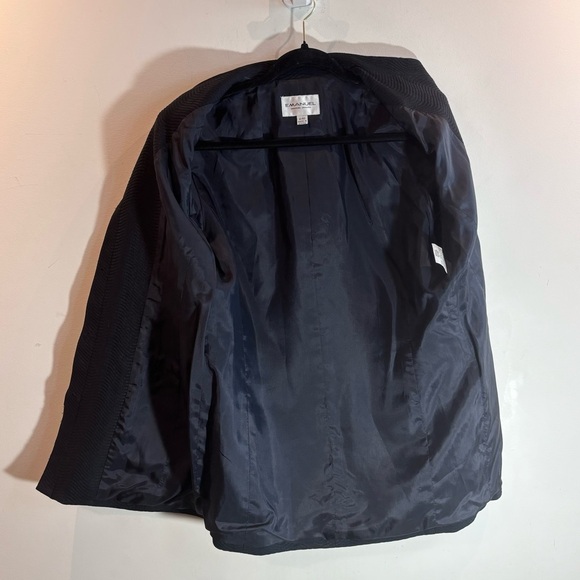 EMANUEL UNGARO Sz 6 Textured Pattern Lined Longer Line Smooth Lapel Blazer - Picture 7 of 10
